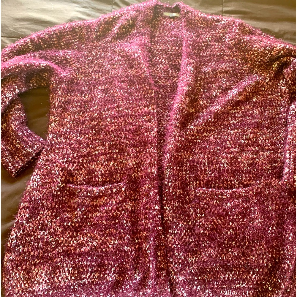 COMFORTABLE HEART •N• CRUSH SIZE 3X burgundy cardigan ultra soft & warm pockets